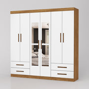 GUARDA ROUPA HERCULES 6PTS COM ESPELHO GOLD - BRANCO