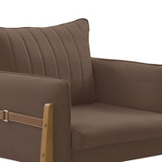 POLTRONA ORION CINTO EM COURO - VELUDO D68 BEGE COD.1002-A