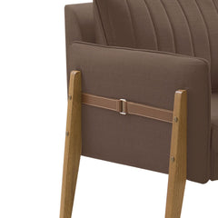 POLTRONA ORION CINTO EM COURO - VELUDO D68 BEGE COD.1002-A