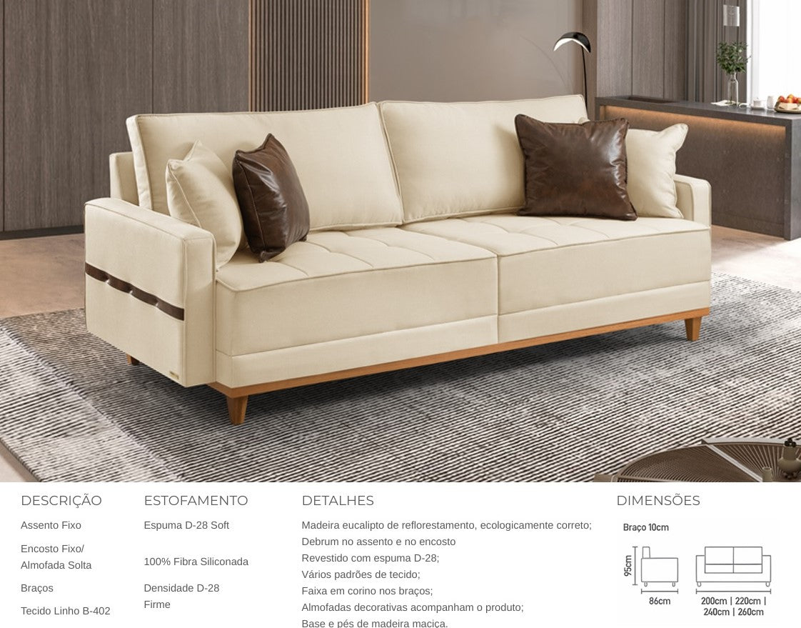 SOFA SAVANAH | LINHO AQUABLOCK | BEGE + CORINO