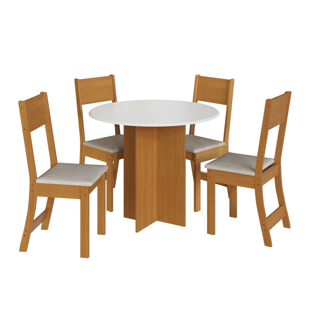MESA ALICE 0,90 REDONDA FREIJO/OFF C/4 CAD 797- LINHO