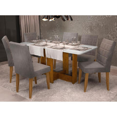 Conjunto Sala De Jantar Castelão 1,60m Com 6 Cadeiras Bege