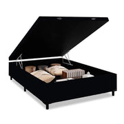 BASE BAU CASAL BLINDADO BLU - PRETO SUEDE