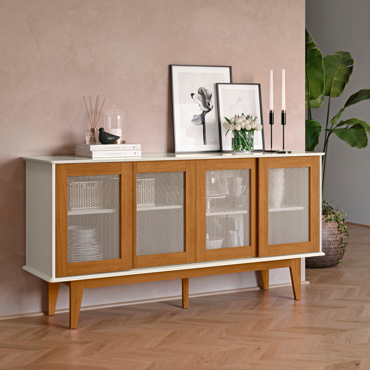BUFFET DETROIT 4 PORTAS OFF WHITE/NATURE (TEBARROT)