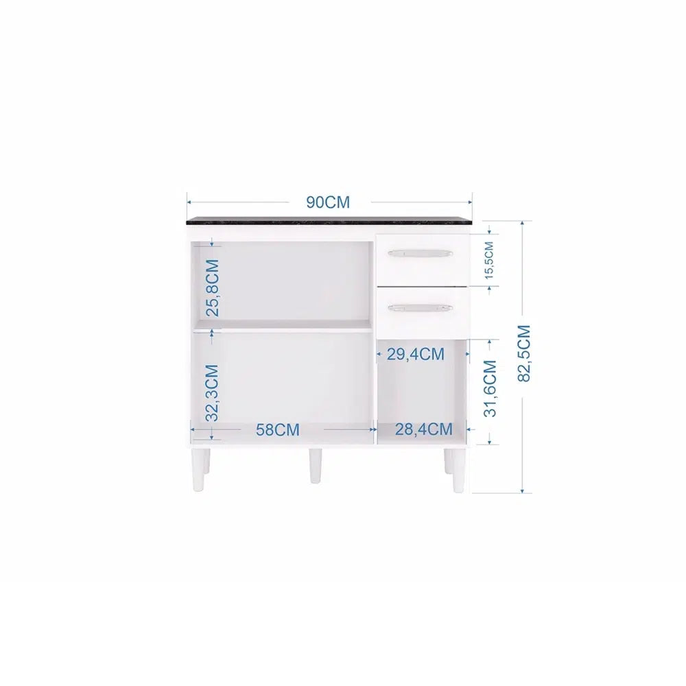 BALCAO 3P 2G 90CM CH/OFF POQUEMA