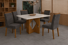 MESA MADRI 1.20X80 + 4 CAD MALAGA SUEDE CHUMBO (406)