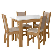 Mesa de Jantar Bellagio Com 4 Cadeiras Clara - Freijó UV/Off White