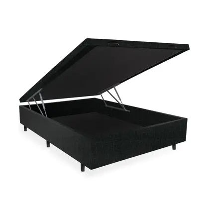 BASE BAU CASAL BLINDADO BLU - PRETO SUEDE