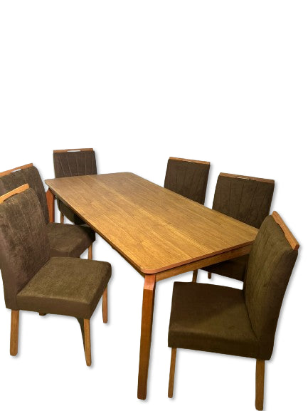 MESA ALEGRA 1.80X0.90 + 6 CAD MALAGA SUEDE CHUMBO (406)