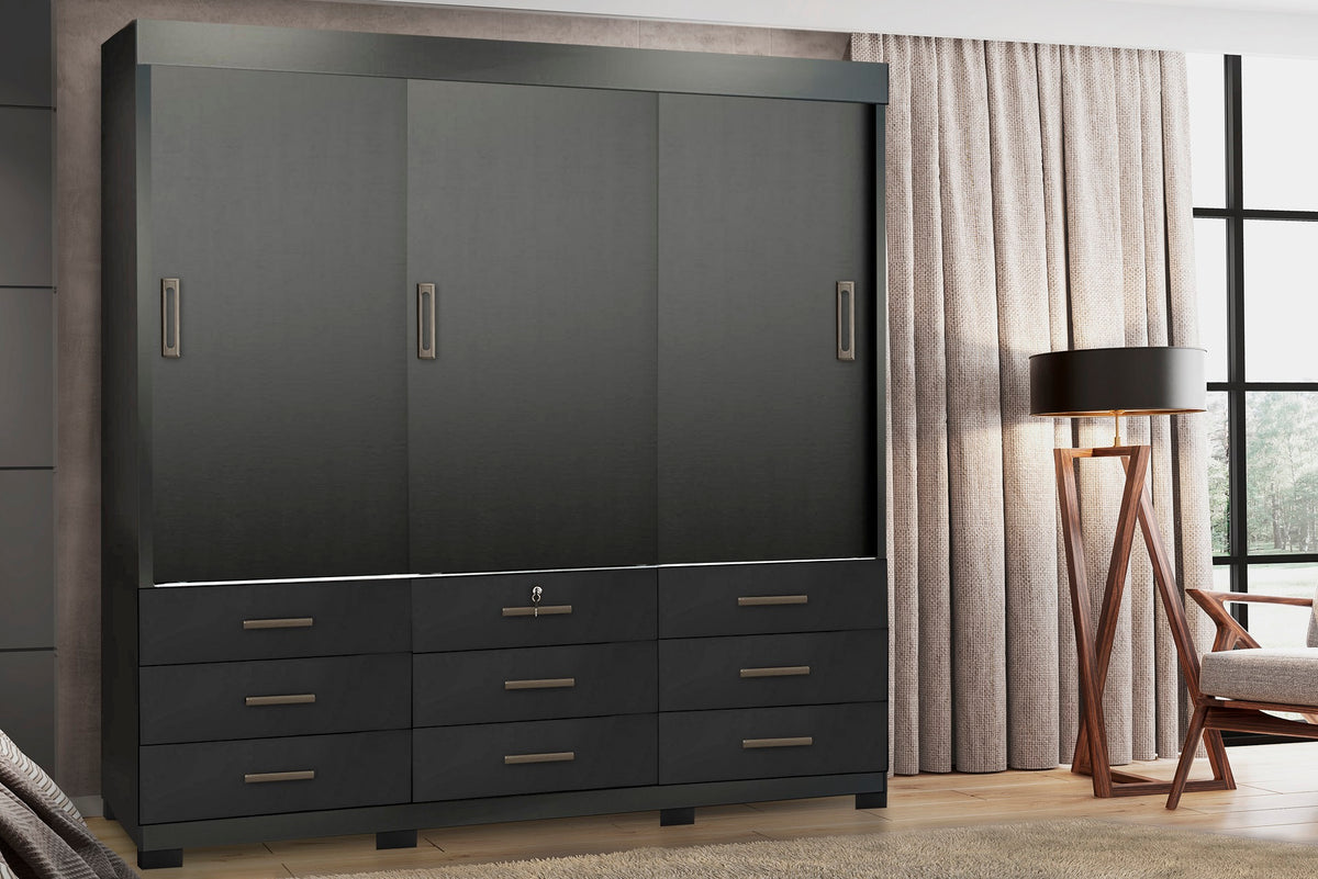 GUARDA ROUPA ITAPEMA 3 PORTAS DESLIZANTES 9 GAVETAS