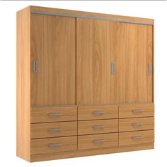 Guarda Roupa Casal 3 Portas 9 Gavetas-Isabela