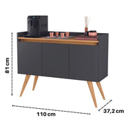 APARADOR BUFFET GOLD 3 PORTAS PEROLA/MEL