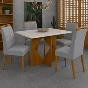 MESA MADRI + 4 CAD MAIA SUEDE GRAFITE (414)