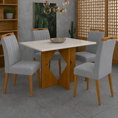 MESA MADRI + 4 CAD MAIA SUEDE GRAFITE (414)