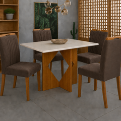 MESA MADRI + 4 CAD MAIA SUEDE GRAFITE (414)