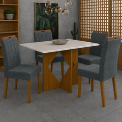 MESA MADRI + 4 CAD MAIA SUEDE GRAFITE (414)