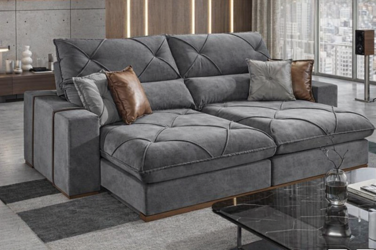 SOFA RETRATIL AQUILES | 2 MODULOS | BEGE PALHA (106)