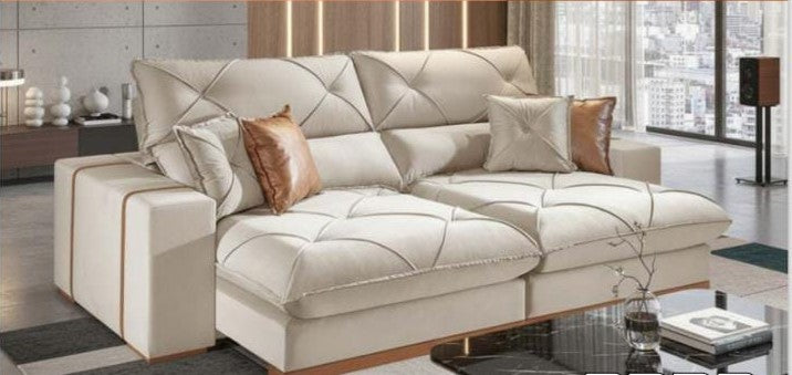 SOFA RETRATIL AQUILES | 2 MODULOS | BEGE PALHA (106)