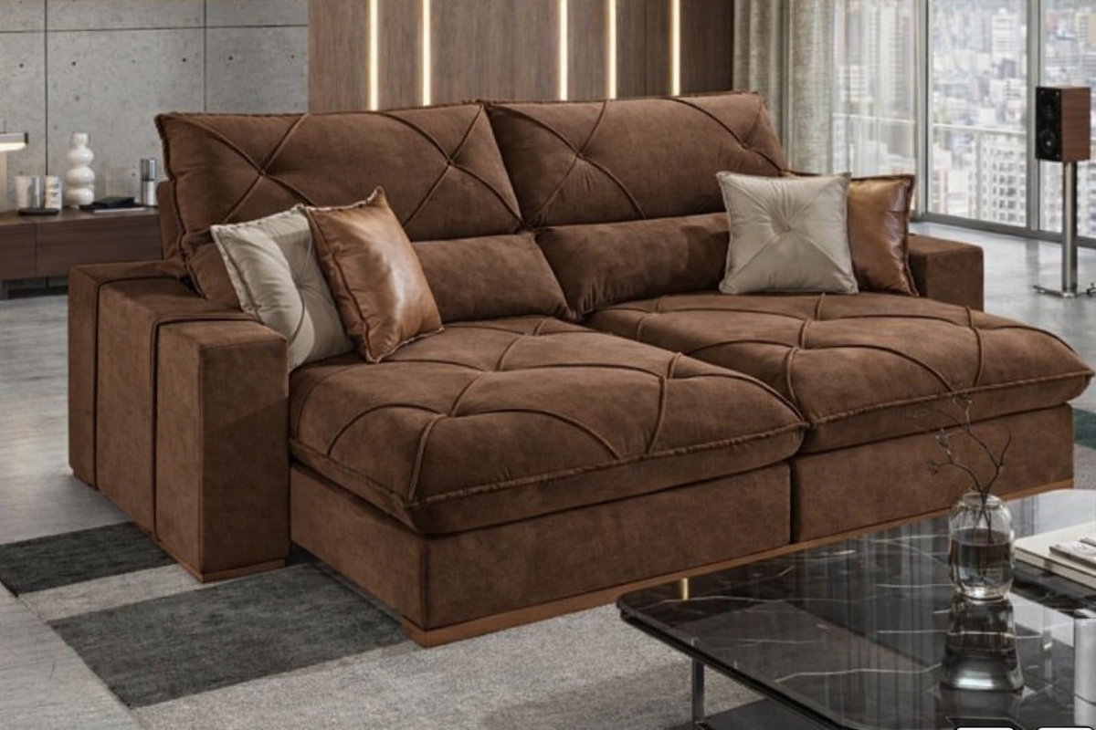 SOFA RETRATIL AQUILES | 2 MODULOS | BEGE PALHA (106)