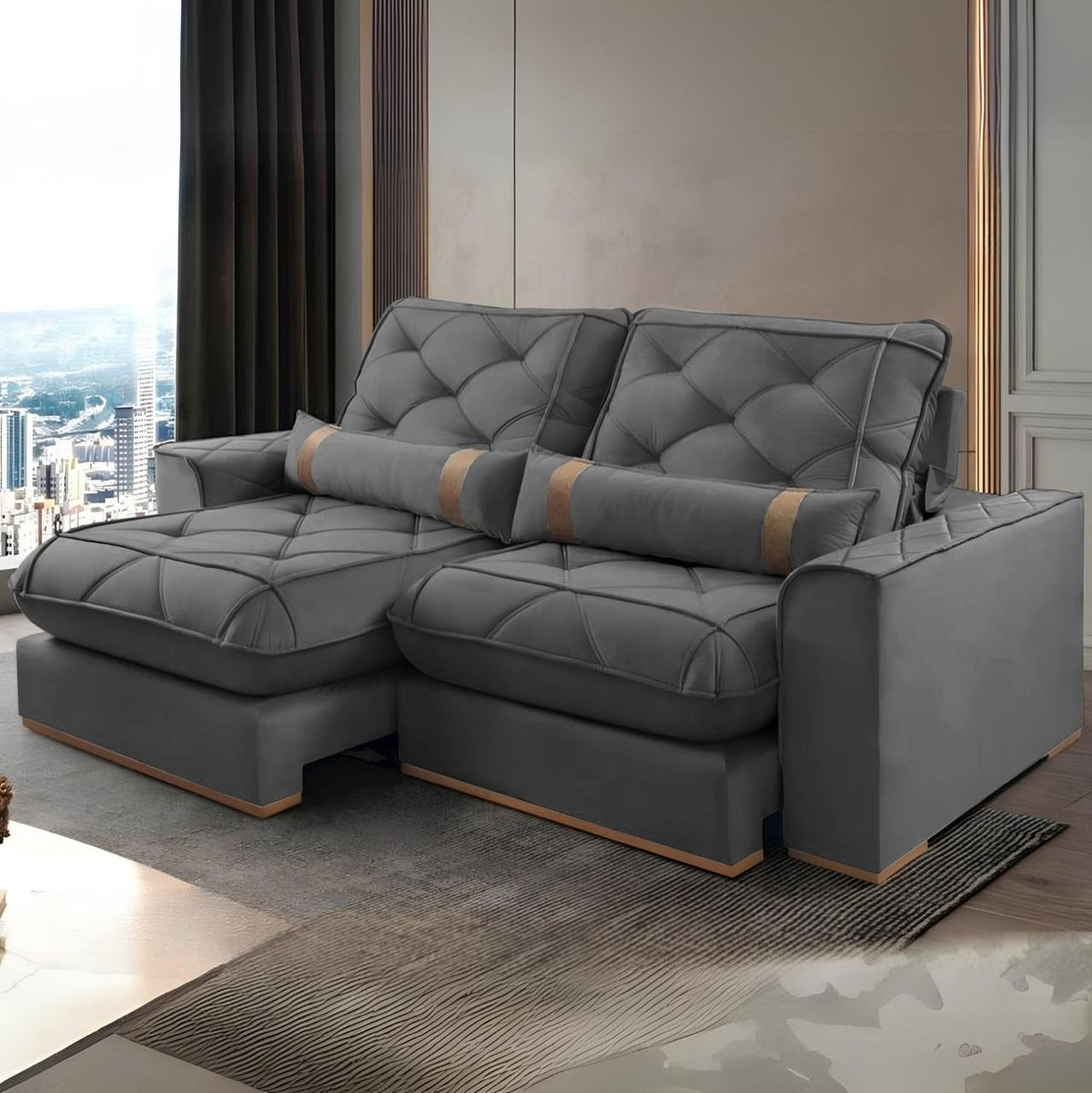 SOFA RETRATIL DUBAI | 2 MODULOS | BEGE PALHA (106)