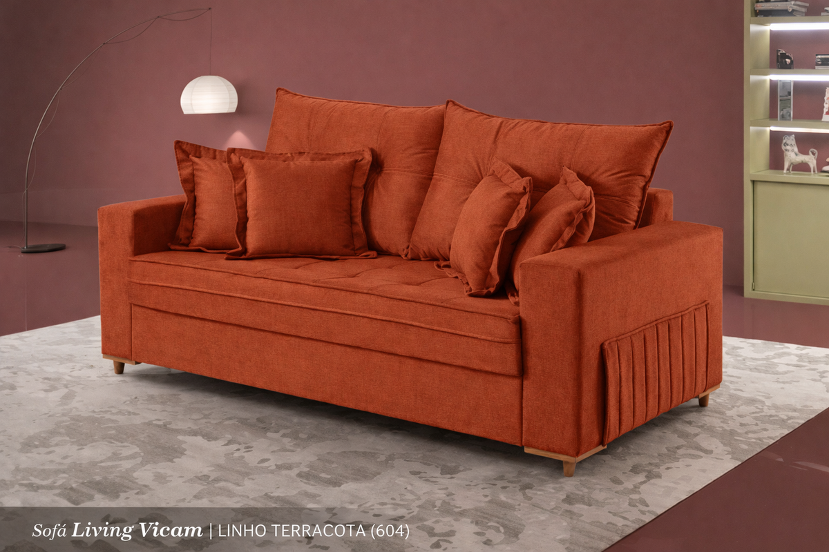 SOFA VICAM C/ ALMOFADAS 2M- 5018 CINZA CLARO