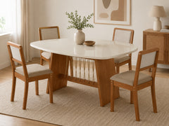MESA DAMIANA ORGÂNICO+4 CAD GARDENIA CANELA / L.AREIA