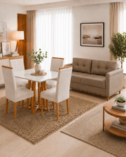 COMBO: MESA BALI VIDRO C/4 CAD MAIA + SOFA PORTO SEGURO