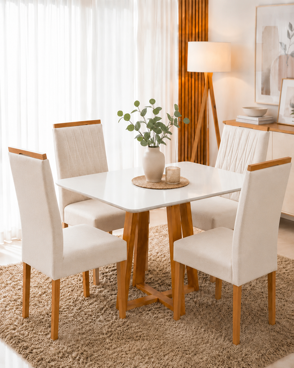 COMBO: MESA BALI VIDRO C/4 CAD MAIA + SOFA PORTO SEGURO