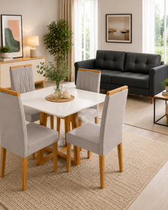 COMBO: MESA BALI VIDRO C/4 CAD MAIA + SOFA PORTO SEGURO