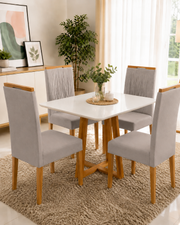 COMBO: MESA BALI VIDRO C/4 CAD MAIA + SOFA PORTO SEGURO
