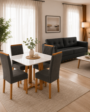 COMBO: MESA BALI VIDRO C/4 CAD MAIA + SOFA PORTO SEGURO