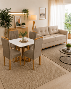 COMBO: MESA BALI VIDRO C/4 CAD MAIA + SOFA PORTO SEGURO