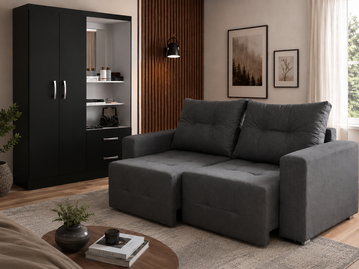COMBO: GUARDA ROUPA CAPELINHA 2P E 2GV + SOFA HAVAI