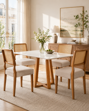 MESA BALI COM VIDRO + 4 CADEIRAS GRECIA