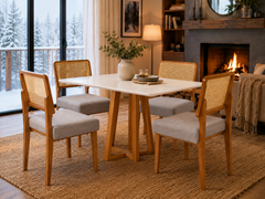 MESA BALI COM VIDRO + 4 CADEIRAS GRECIA