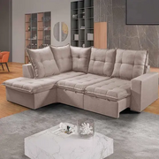 SOFA CANTO COLATINA 2MD70+CHASIE100(2,50)L. MARROM PE TAB/BR