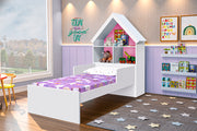 Cama Infantil Com Prateleiras Casinha - Gabrielli Móveis