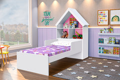 Cama Infantil Com Prateleiras Casinha - Gabrielli Móveis
