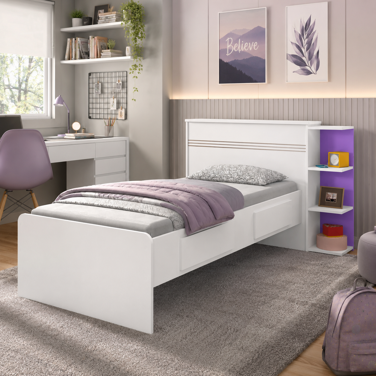 CAMA BAU JADE | COM 2 GAVETAS