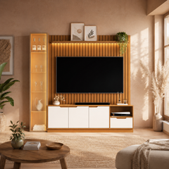 HOME MODULAR JB PAINEL RIPADO | TORRE | PRATELEIRA LED | BANCADA TUCUMÃ