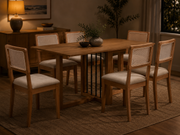 MESA ANTONELA RETANGULAR + 6 CAD GARDENI CANELA/L.AREIRA