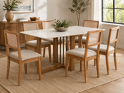 MESA ANTONELA RETANGULAR + 6 CADEIRAS GARDENIA CANELA / L.AREIA