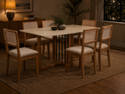 MESA ANTONELA RETANGULAR + 6 CADEIRAS GARDENIA CANELA / L.AREIA