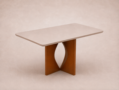 MESA MADRI | C/VIDRO | CINAMOMO/OFF WHITE