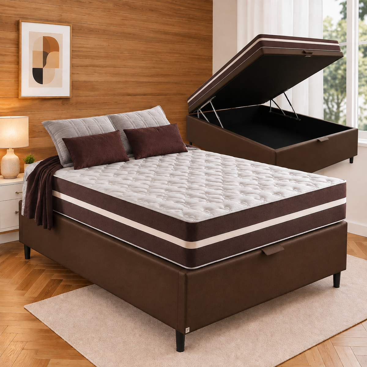 COMBO COLCHAO BIOCLASSIC CASAL + BAU CARIOCA MARROM