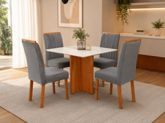MESA MALAGA 1.00X80 + 4 CADEIRAS MALAGA