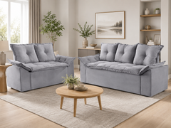SOFA 2 E 3 LUGARES MALDIVAS - AZUL LISO