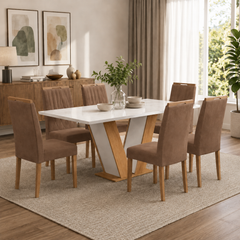 MESA QATAR 1.60X80 + 6 CADEIRAS MAIA