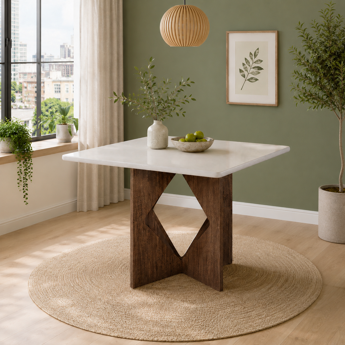 MESA MADRI | C/VIDRO | CINAMOMO/OFF WHITE