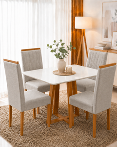 MESA BALI COM VIDRO + 4 CADEIRA MAIA